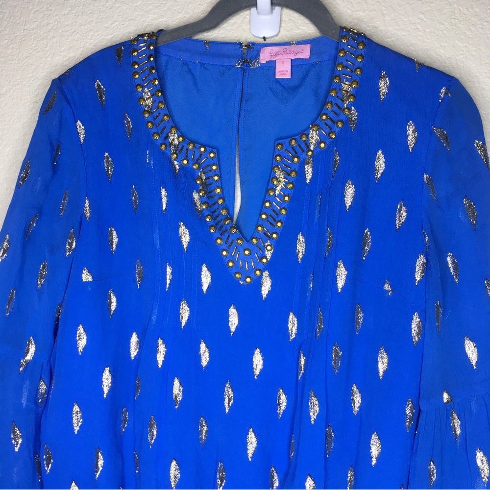 Lilly Pulitzer Ariele Romper Size Small Blue Diamond Clip - Picture 2 of 5
